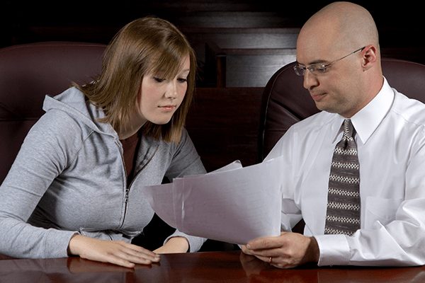 Woman with lawyer